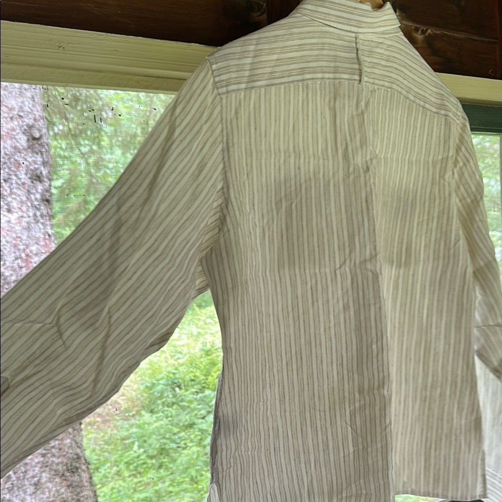 Linen Lands’ End Striped Button Down Shirt Sz 12 - Picture 10 of 13